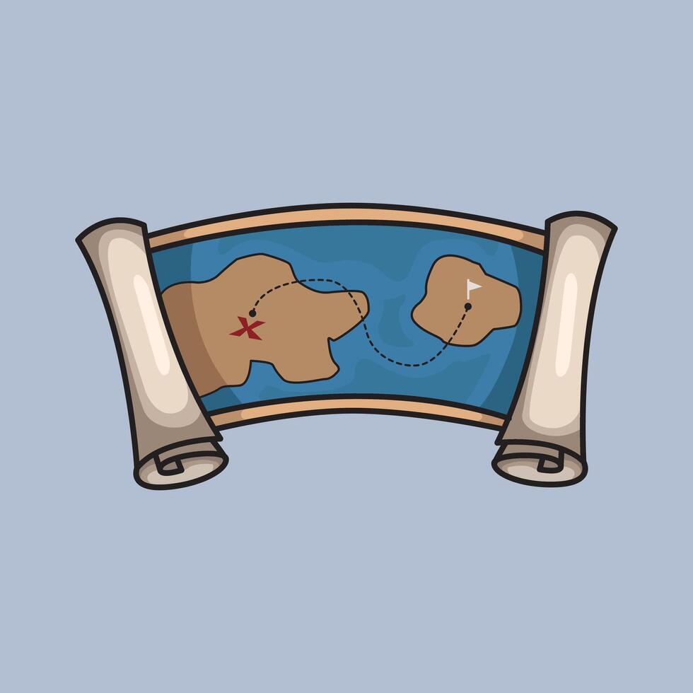 reasure Scroll Map Cartoon design illustration and icon for website, digital and print vector