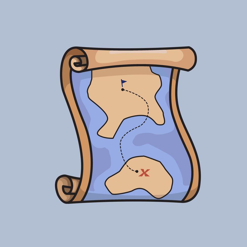 Treasure Scroll Map Illustration vector