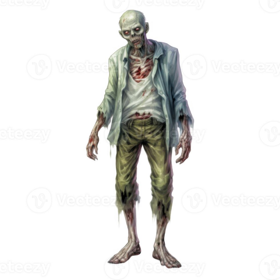 A Decaying Zombie Standing with Bloody Hands png