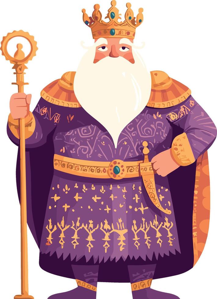 Cartoon-style king character illustration, ideal for comics, animations, or educational materials vector
