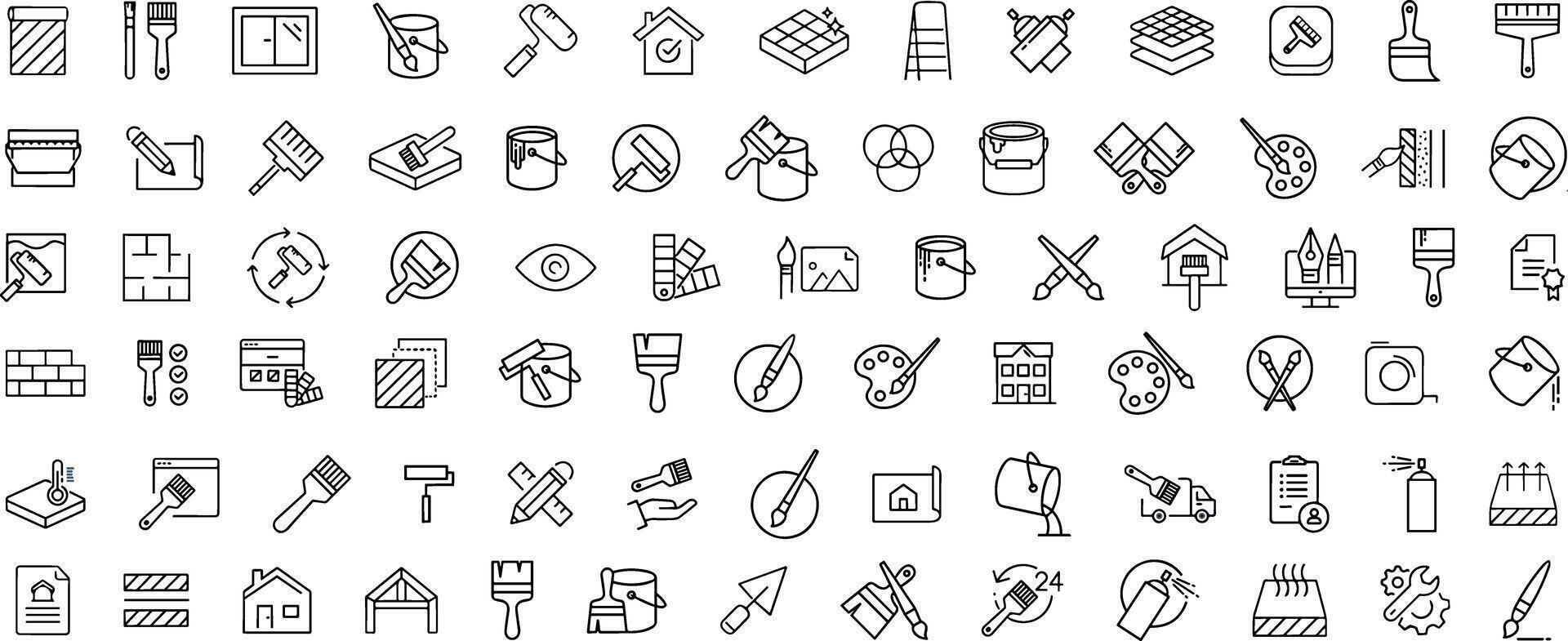 Painter icons Pixel perfect. Renovation, tool, wall. graphic of painting icon collection vector