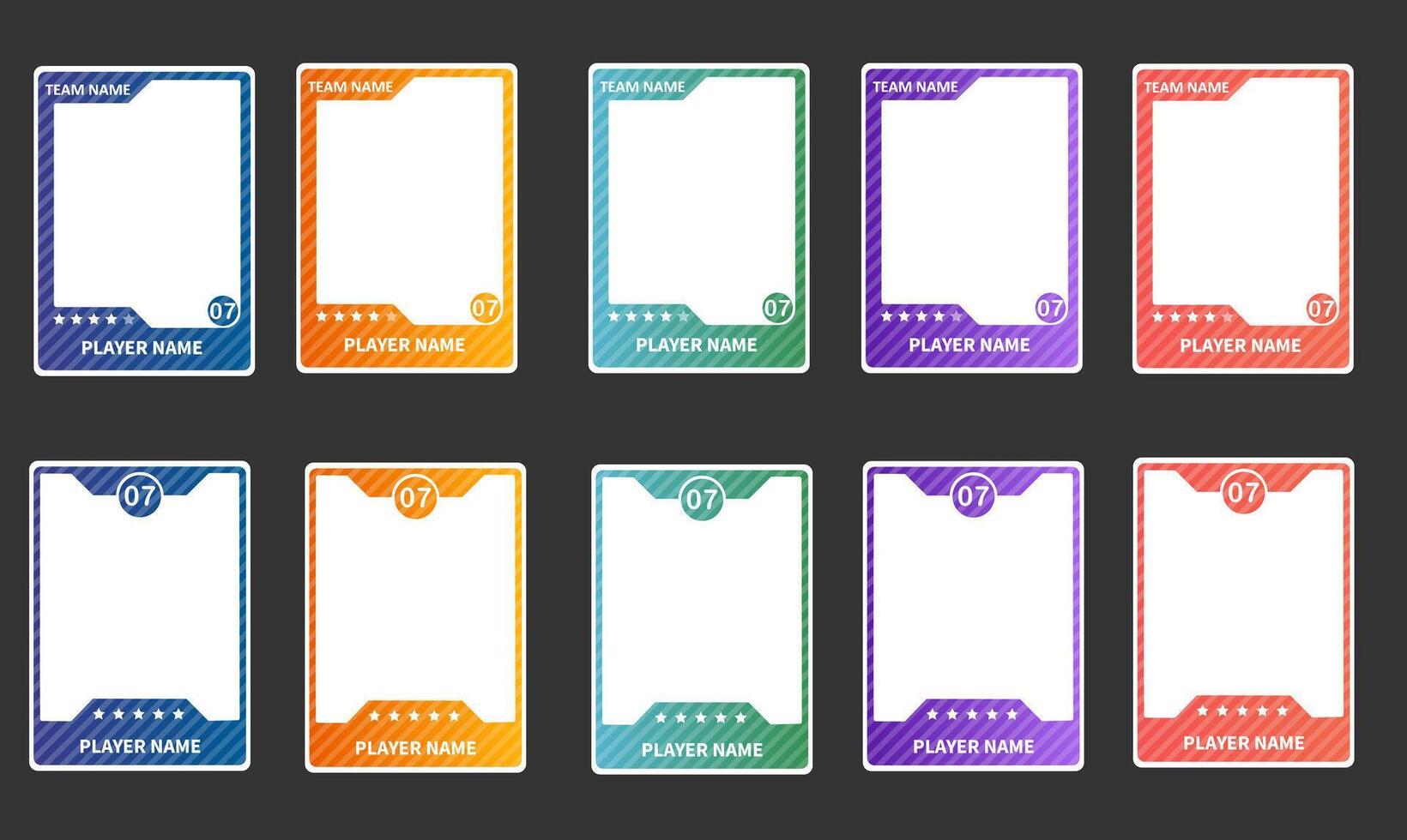 Game sports card template. A set of trading frames for football, basketball and hockey players.Sports trading card templates. vector