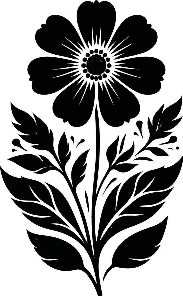 black silhouette of flower on a white background vector
