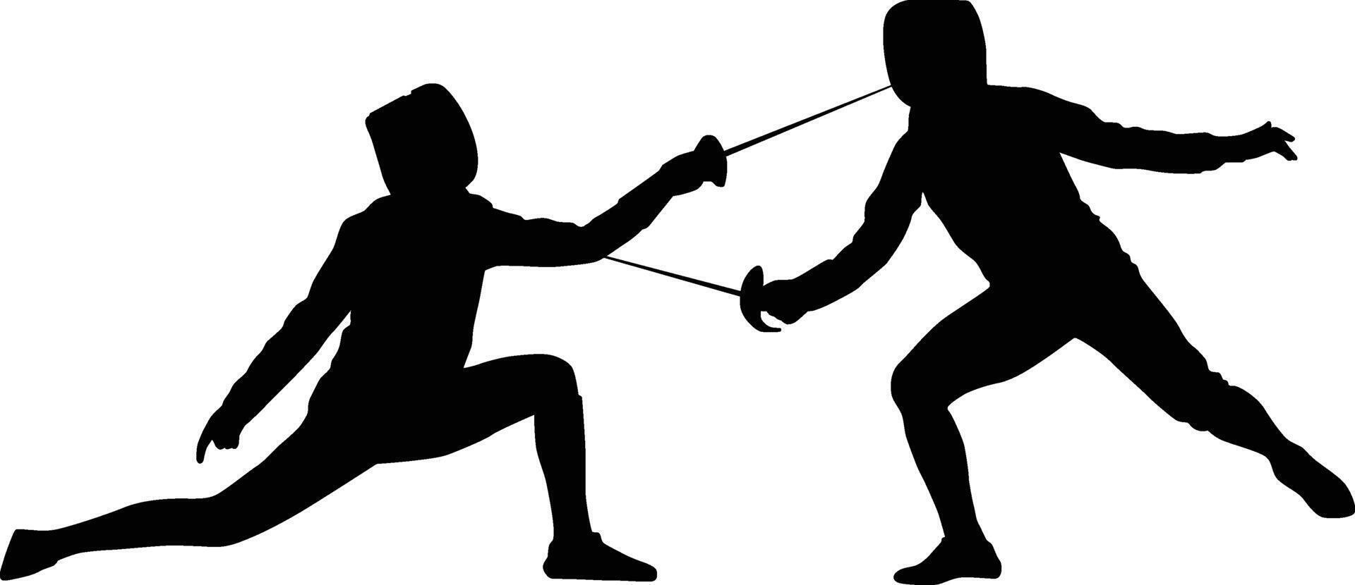 Fencing sport silhouette pose vector