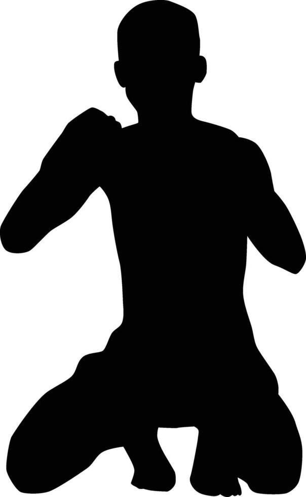 Muay thai full body silhouette vector