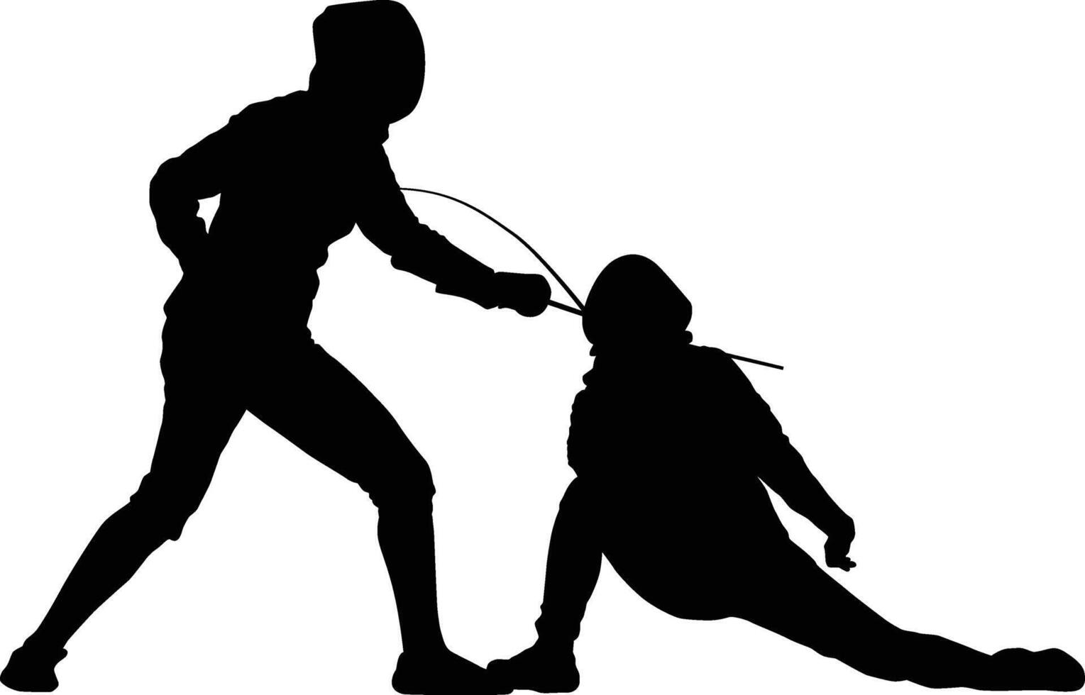 Fencing pose silhouette vector