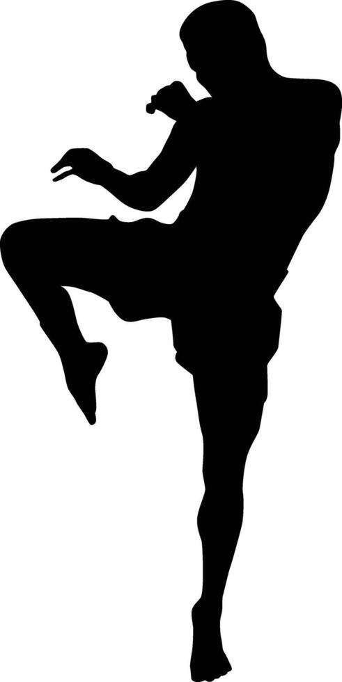 Muay thai men pose silhouette illustration vector