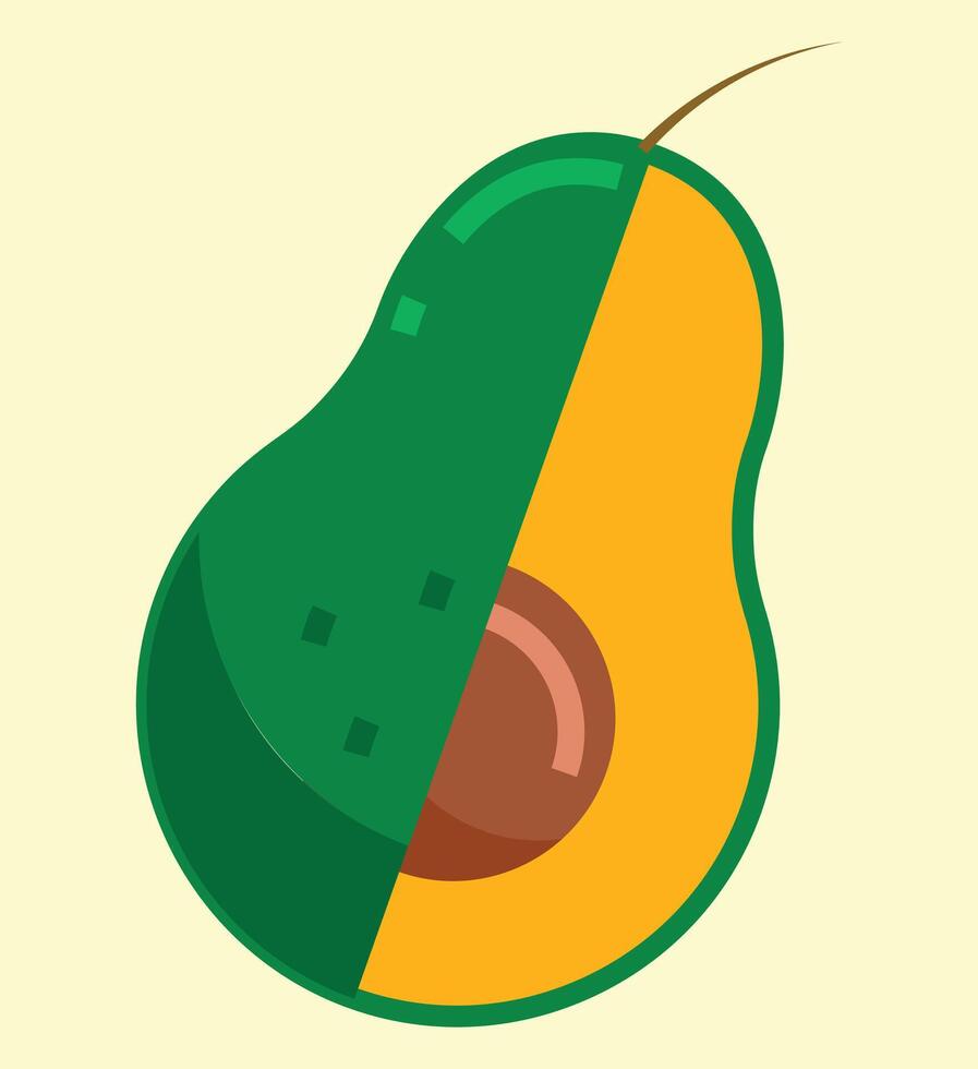 Avocado illustration, sliced green avocado with seed, suitable for icon and sign and sticker and prints, good for food shops logo, can be used for social media adv and educational content vector