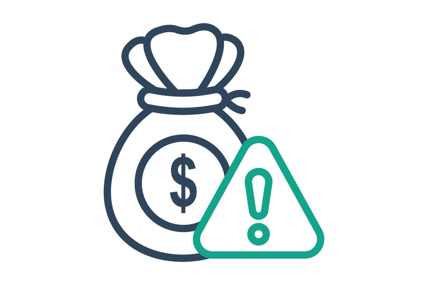 Risk icon. line icon style. money bag with alert. icon related to SWOT. business elements illustration vector