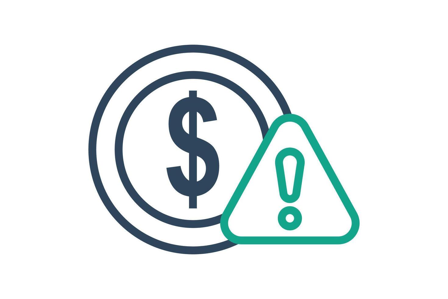 Crisis icon. line icon style. dollar with alert. icon related to SWOT. business elements illustration vector