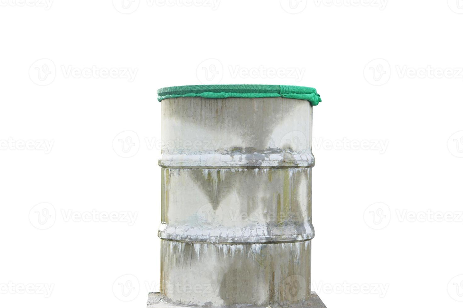 Cement water tank, isolated on white background. Concept. Water tank built for storage water in rainy season and use during lack of water at agriculture land in dry season. Drought crisis solution photo
