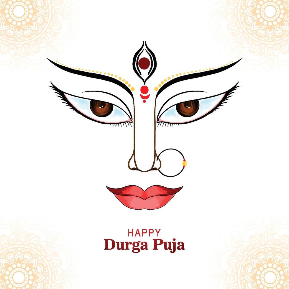 Indian god durga in happy durga puja subh navratri background vector