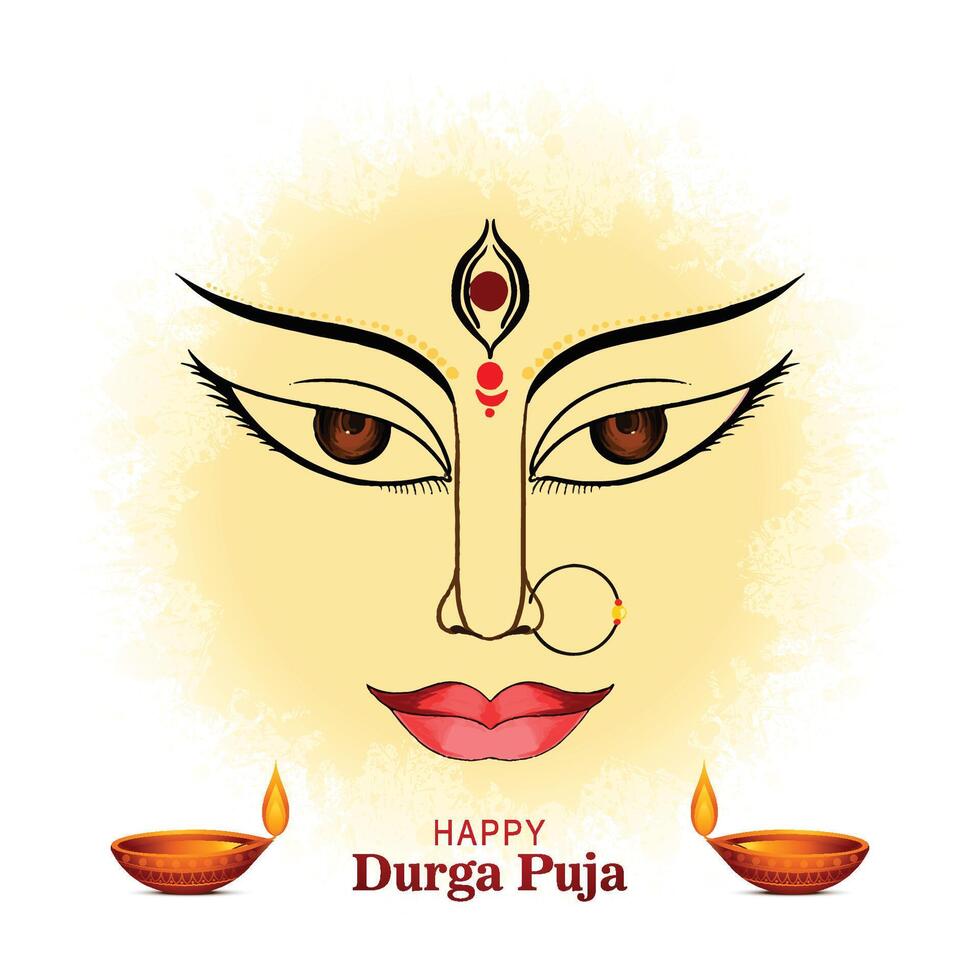 Indian god durga in happy durga puja subh navratri background vector