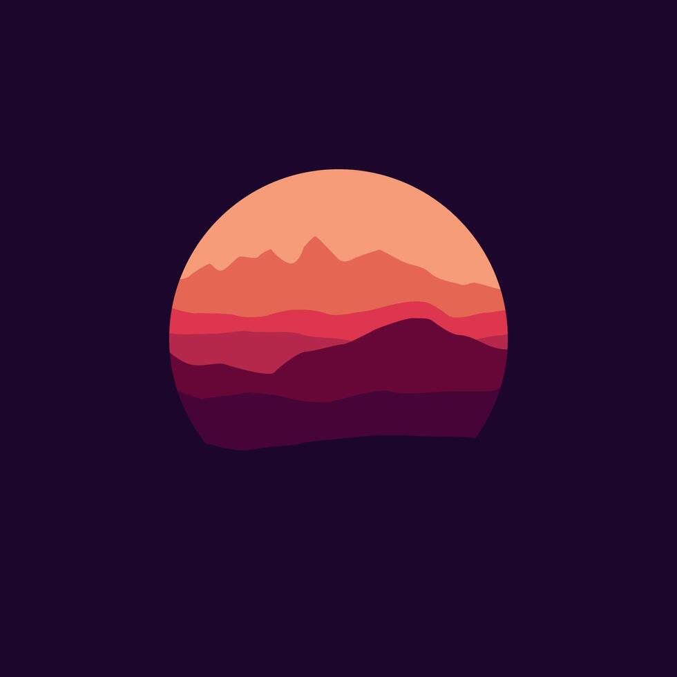 Nature landscape illustration in circle shape. vector