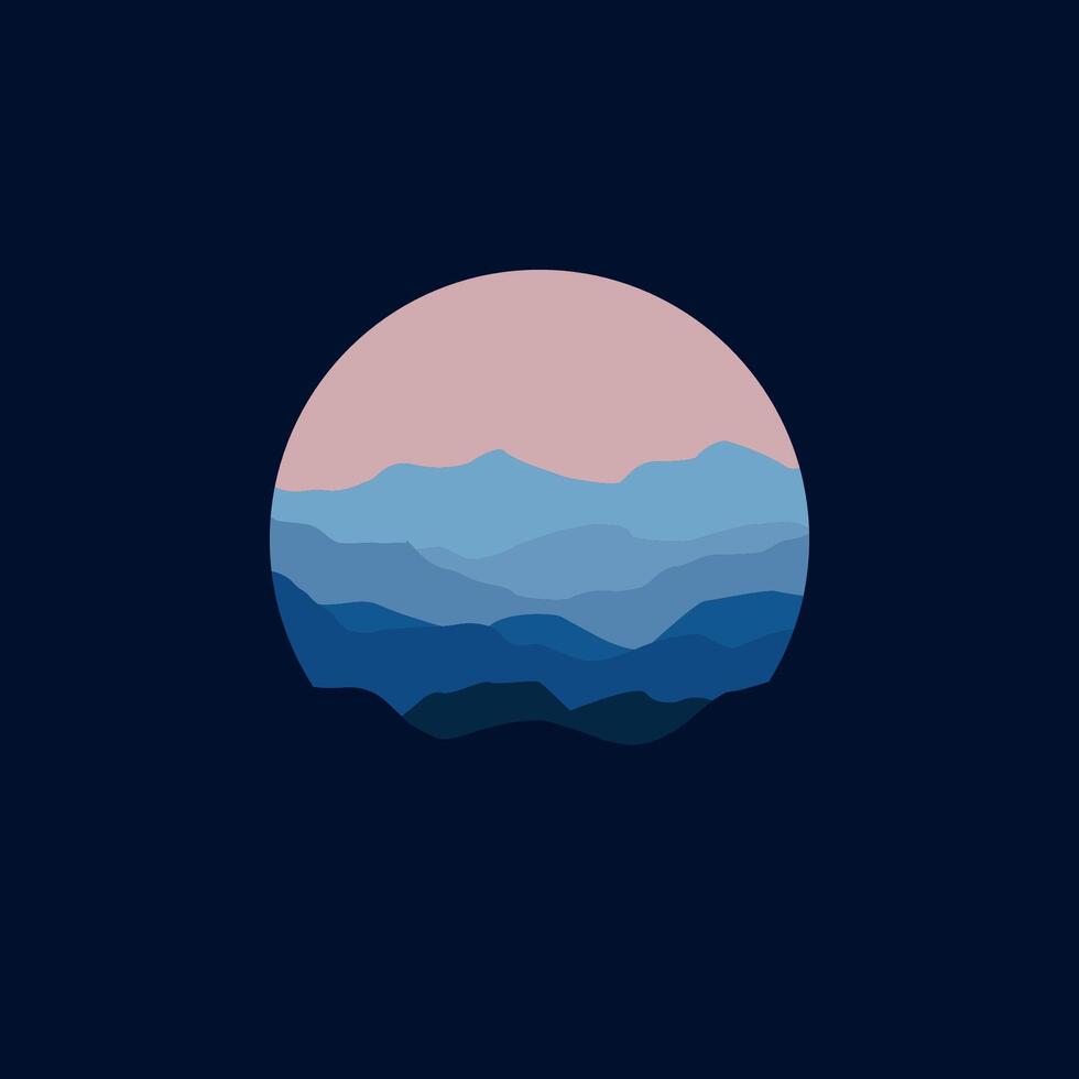 nature landscape panorama illustration in circle shape. vector