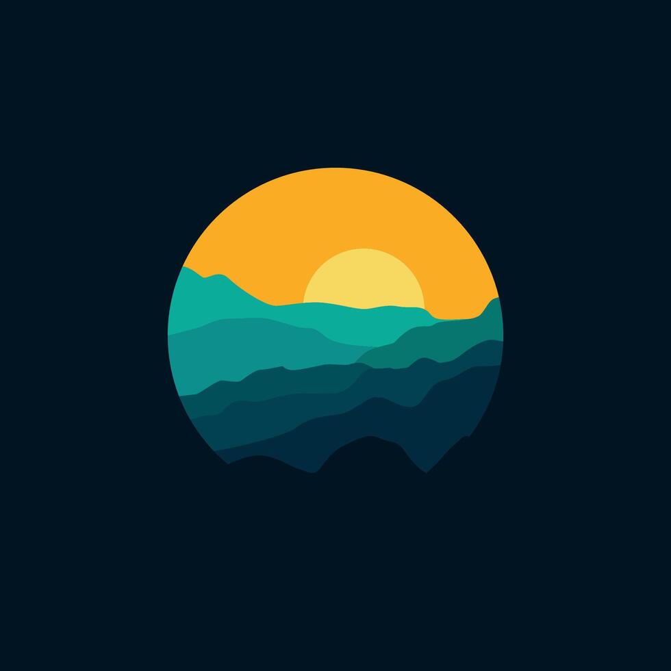 Landscape nature panorama in circle illustration design. vector