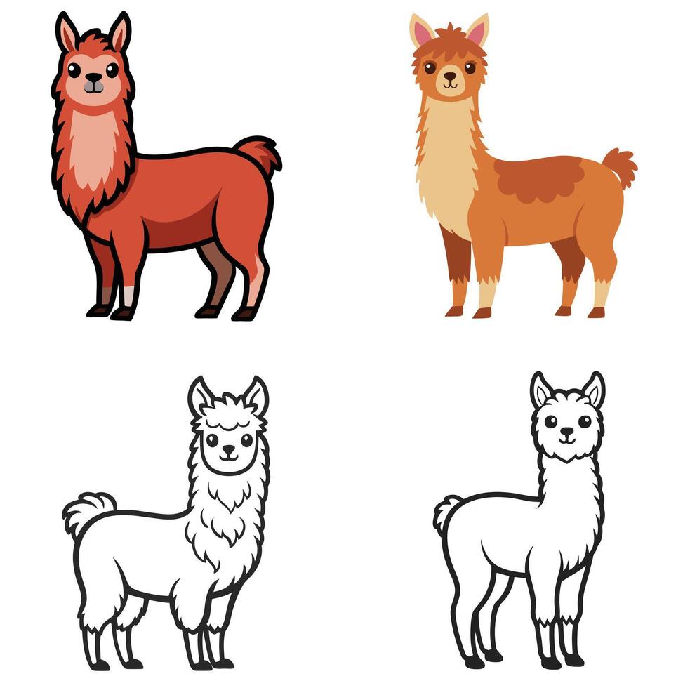 A set of alpaca illustration vector
