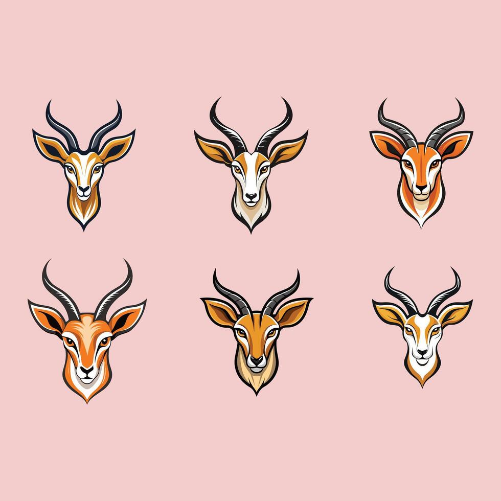 a set of antelope head . vector