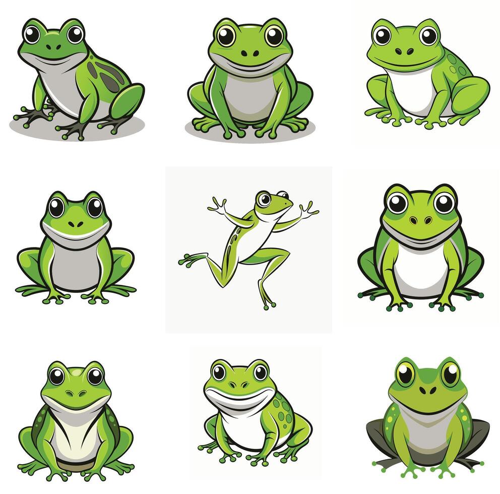 A set of frog illustration vector