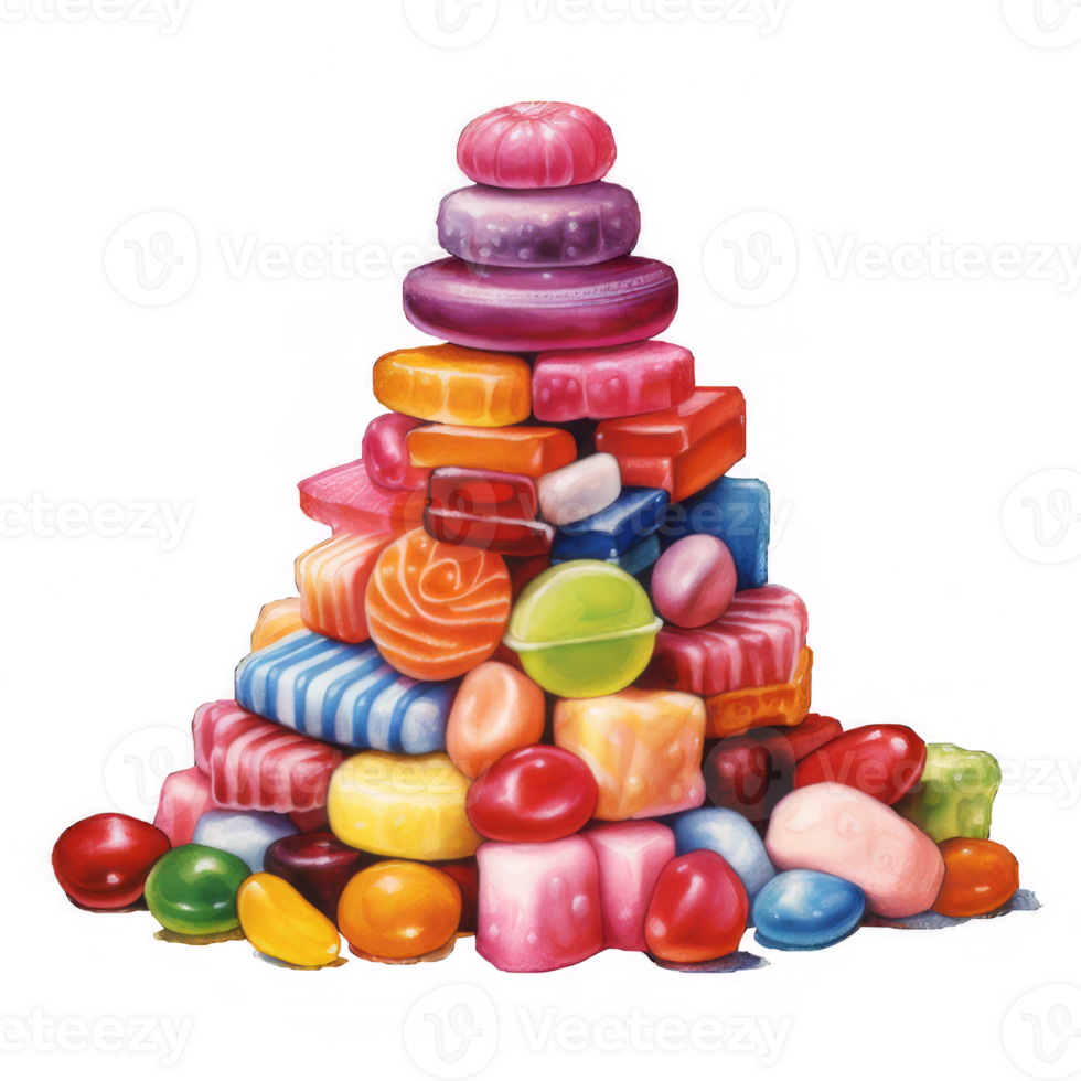 A Colorful Pyramid of Various Candies png