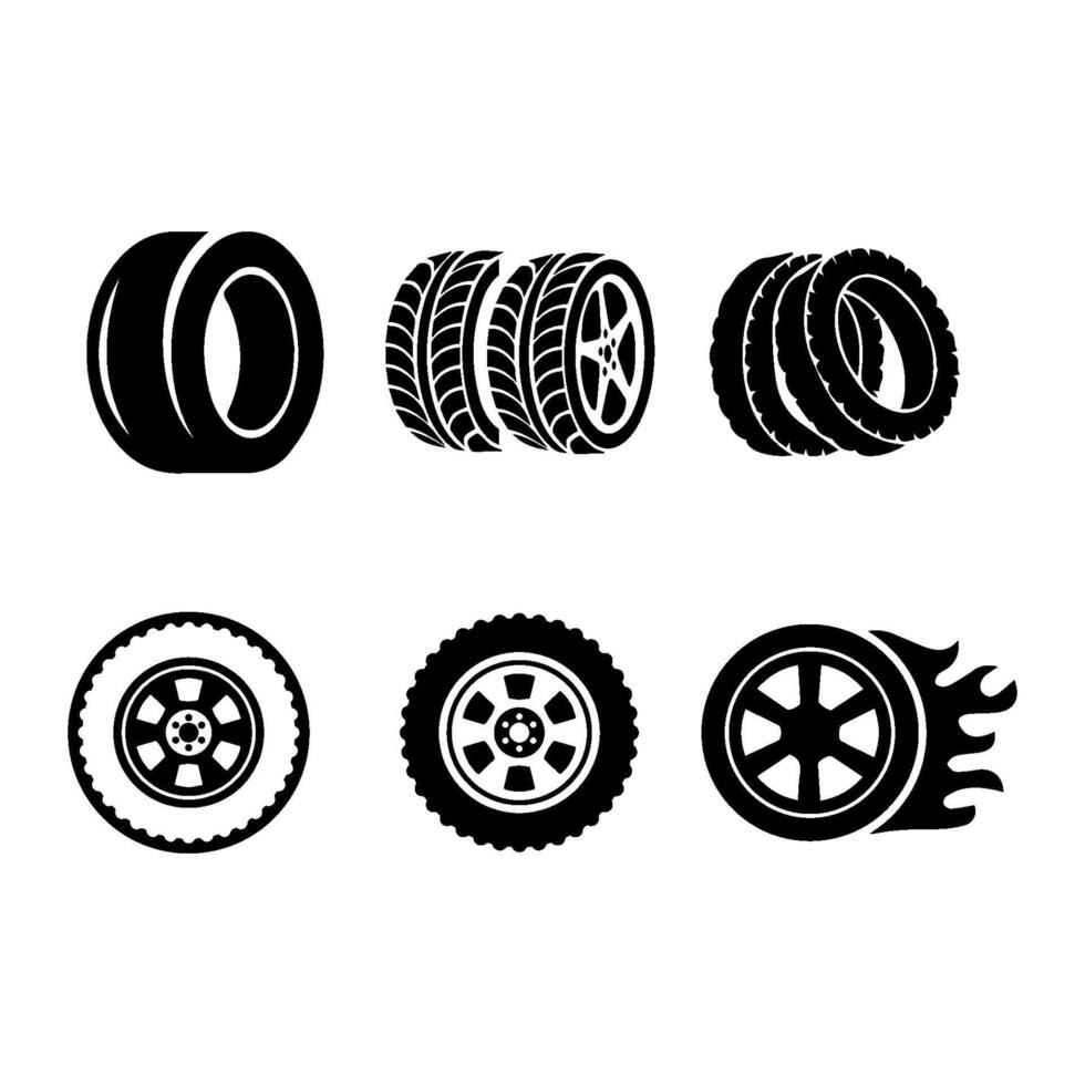 icon set of car tires vectors illustration