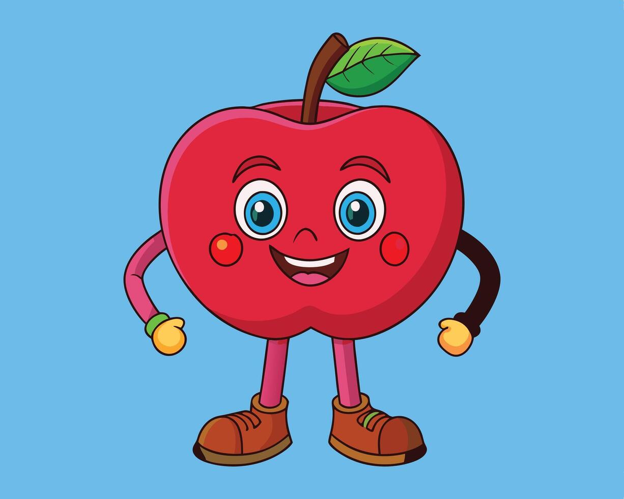 Apple cartoon character illustration vector