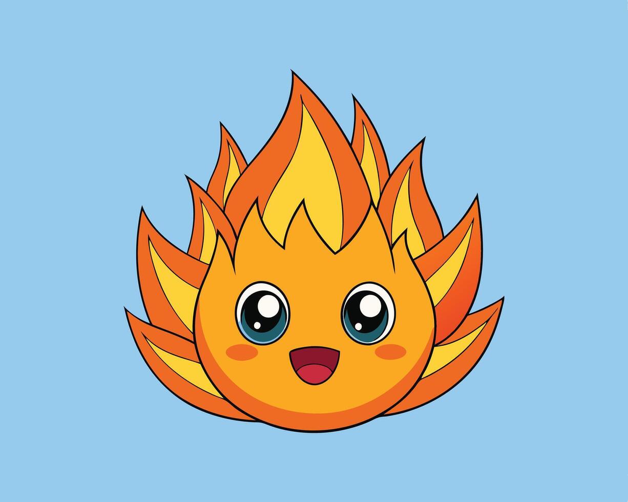 fire flame cartoon character illustration vector