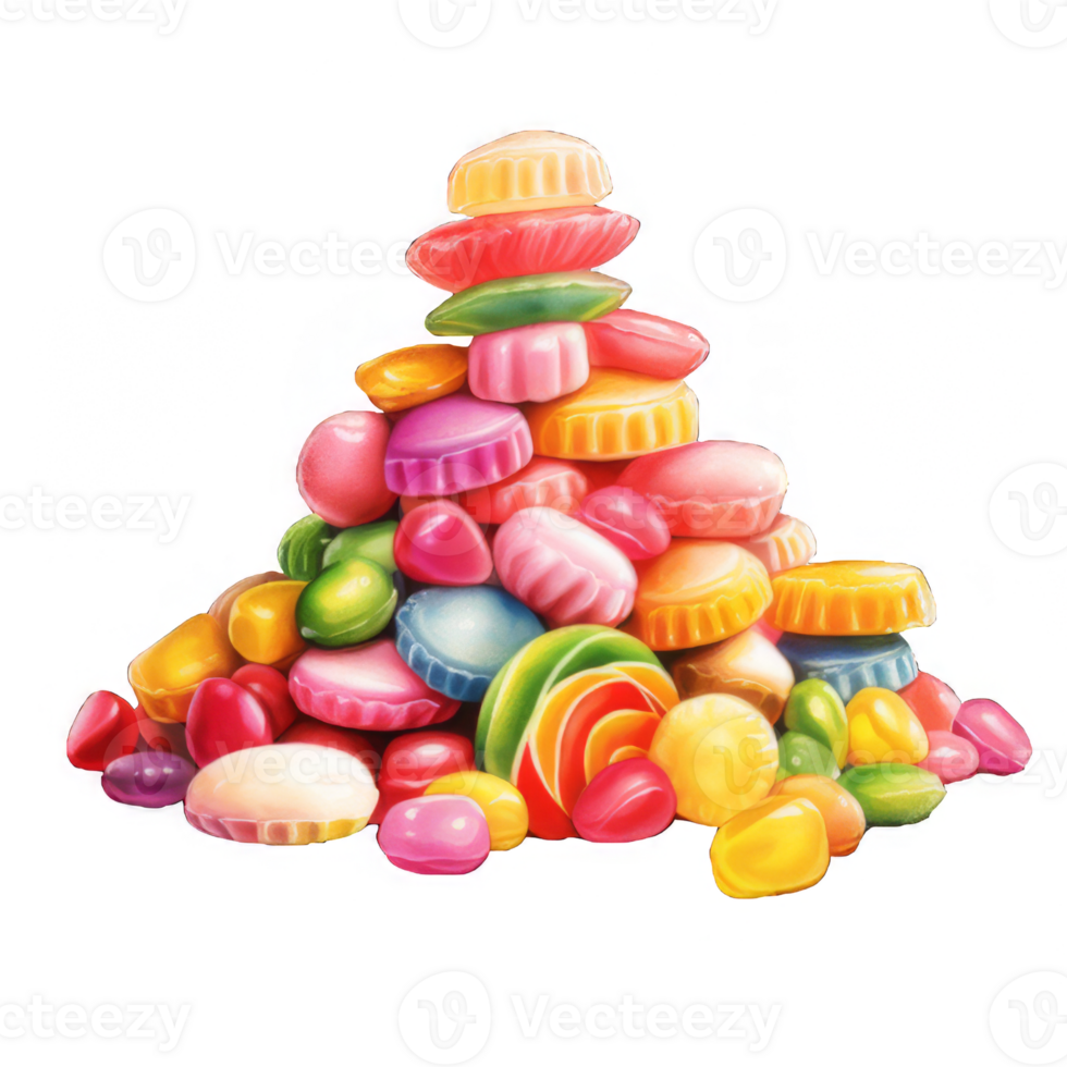 A Colorful Pile of Assorted Candies and Lollipops png