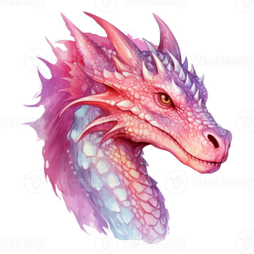 Close-up Portrait of a Pink Dragon with Spikes and Scales png