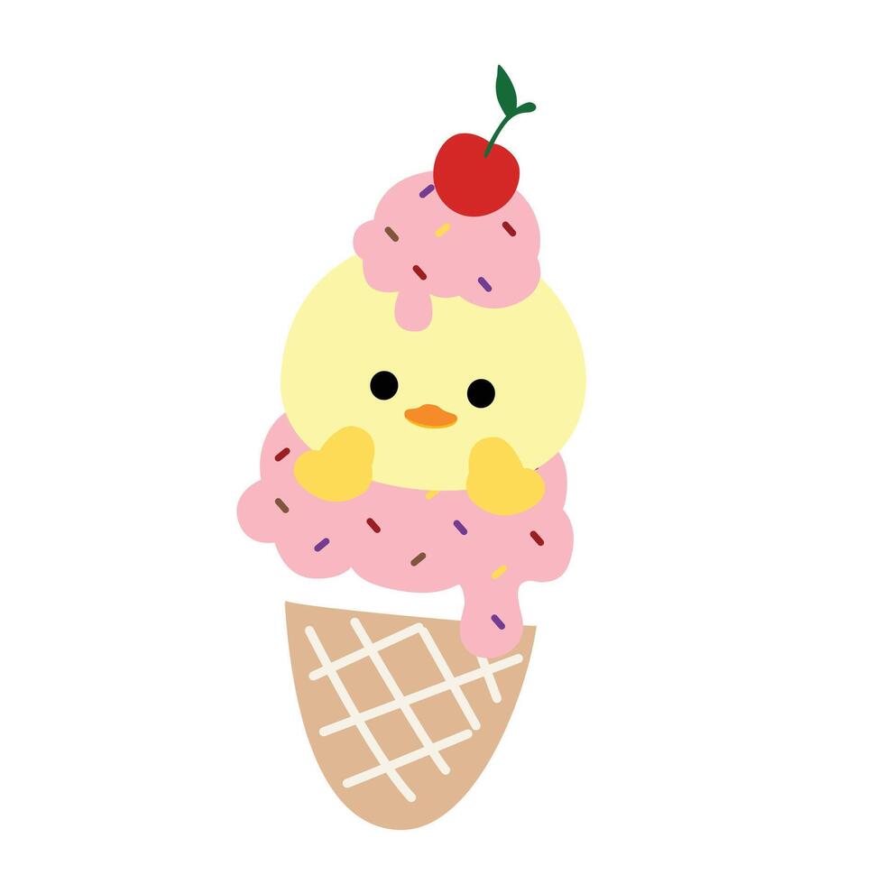 CUTE ICEREAM DUCK vector