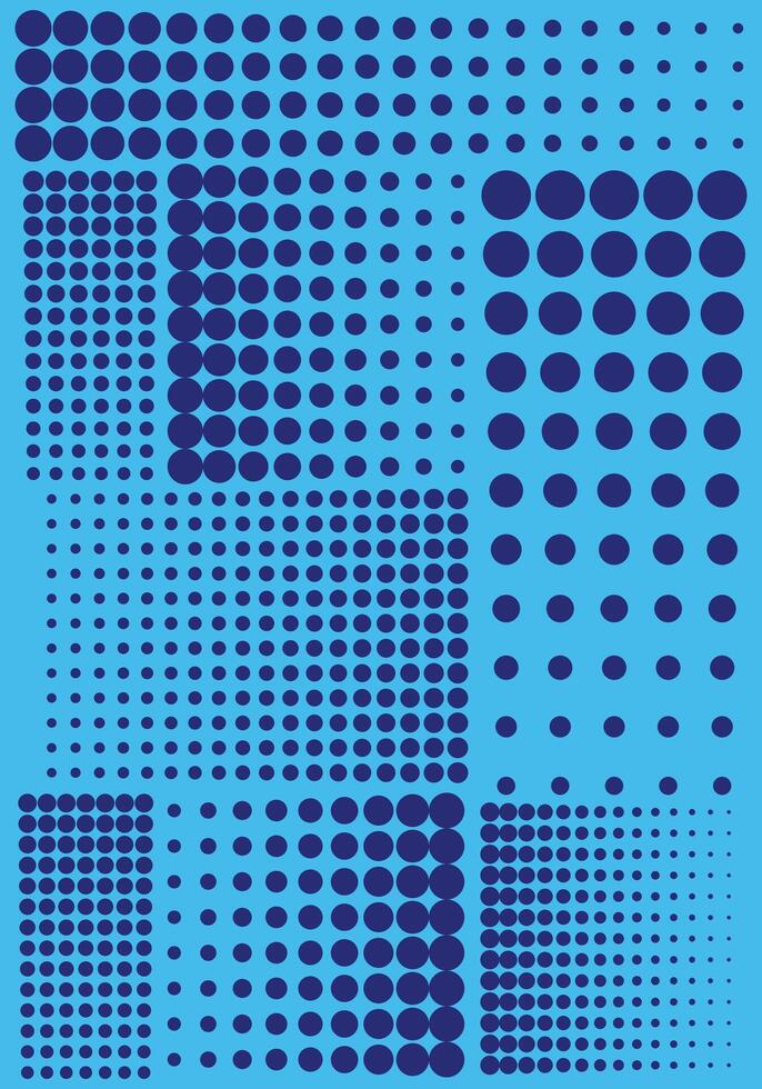 Blue abstract halftone circle background. Doted gradient illustration. vector