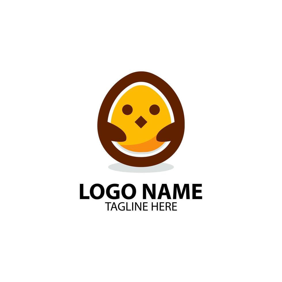 egg cute logo design vector