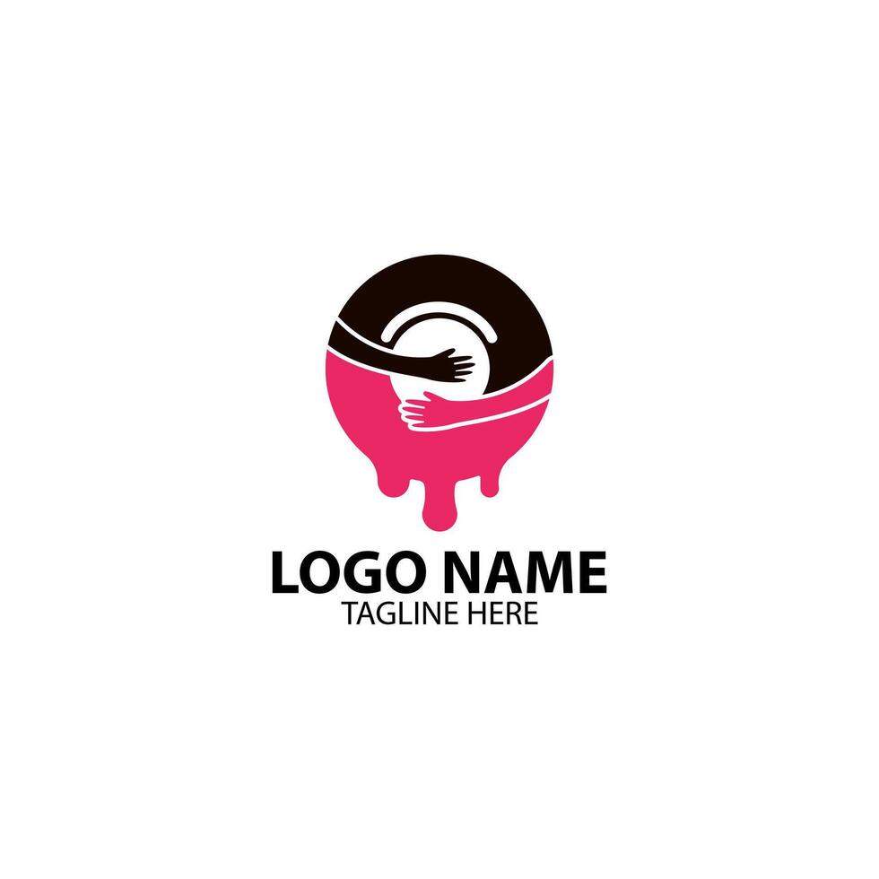 hands hugging donut logo design vector