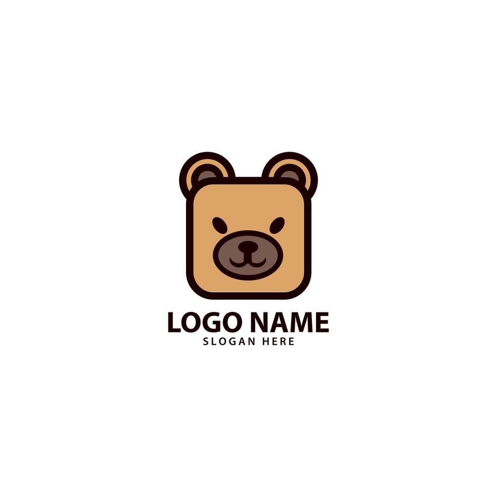 bear box flat style logo design vector