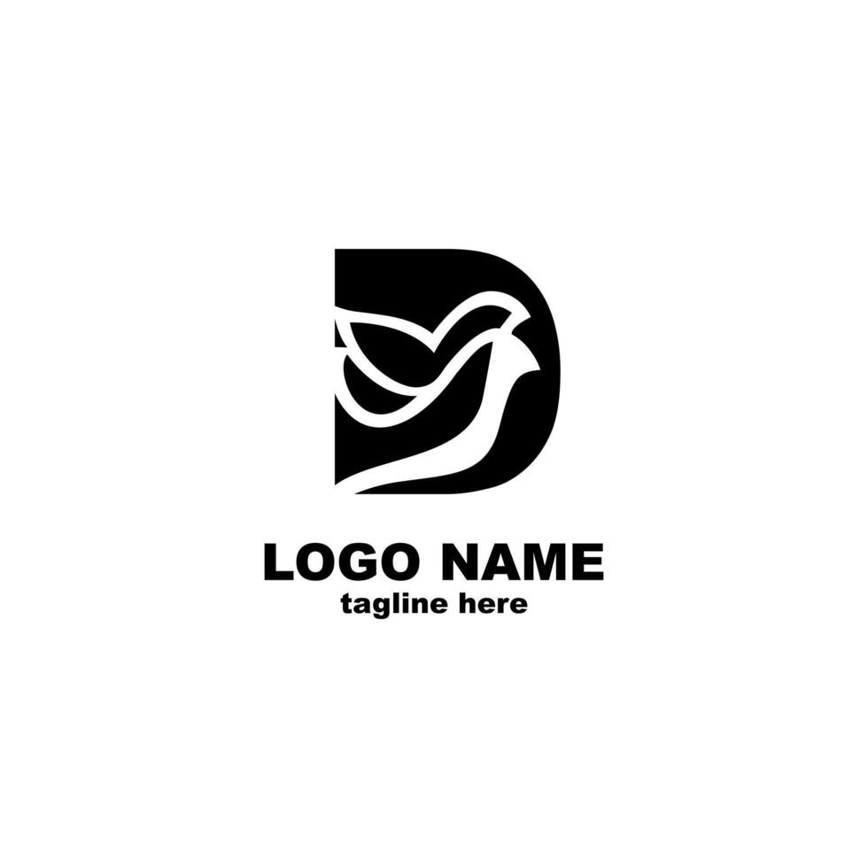 initial D dove logo design vector