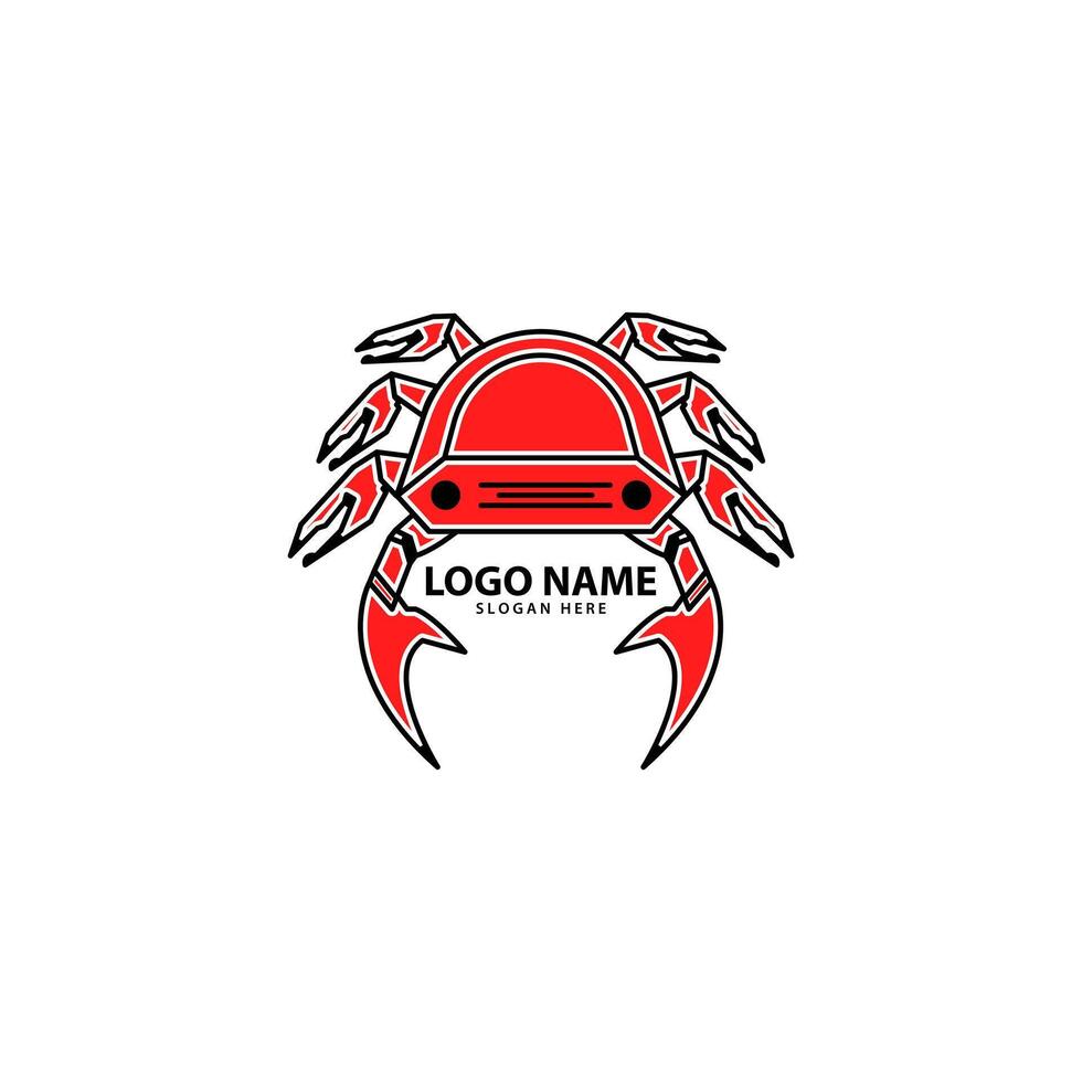 crab robot logo design vector
