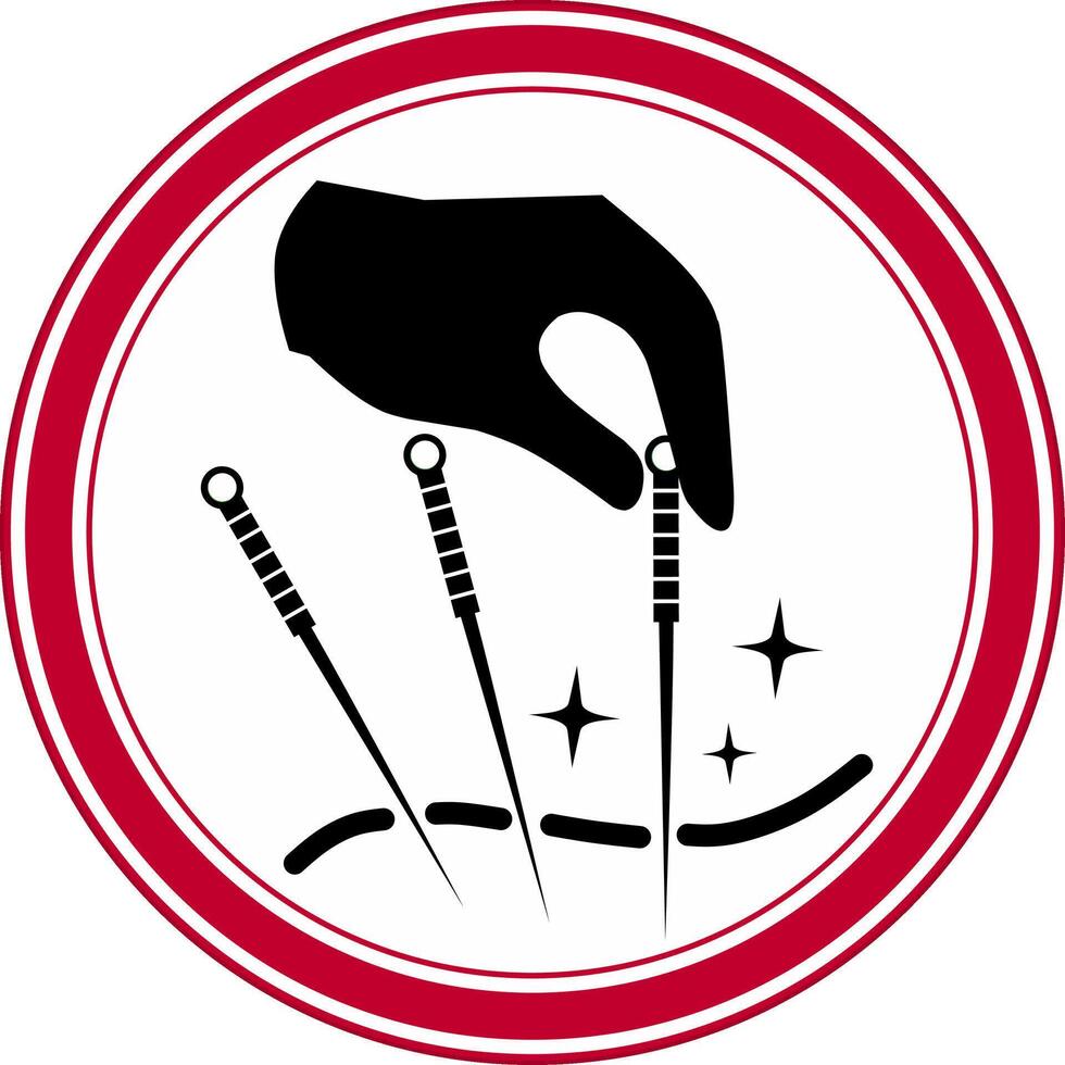 Medical acupuncture logo symbol with needle in hand. Fit for science event. vector