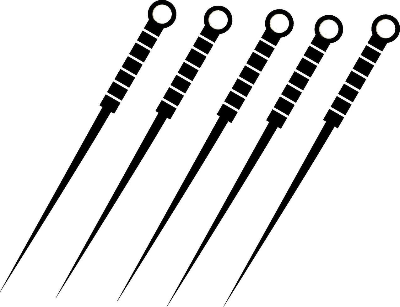 image of 5 acupuncture needles that can be used for therapy. suitable for presentations on alternative and traditional therapies vector