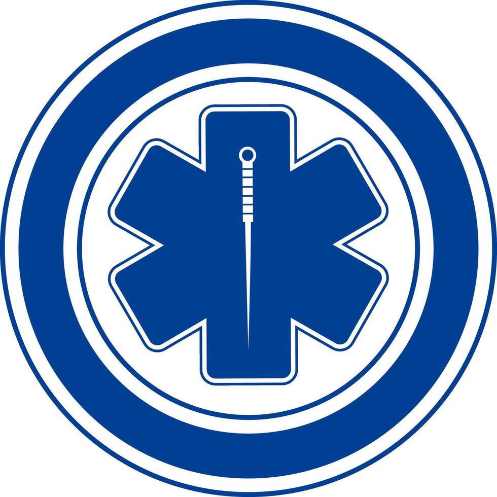 Medical acupuncture logo symbol with needle in hand. Fit for science event. vector