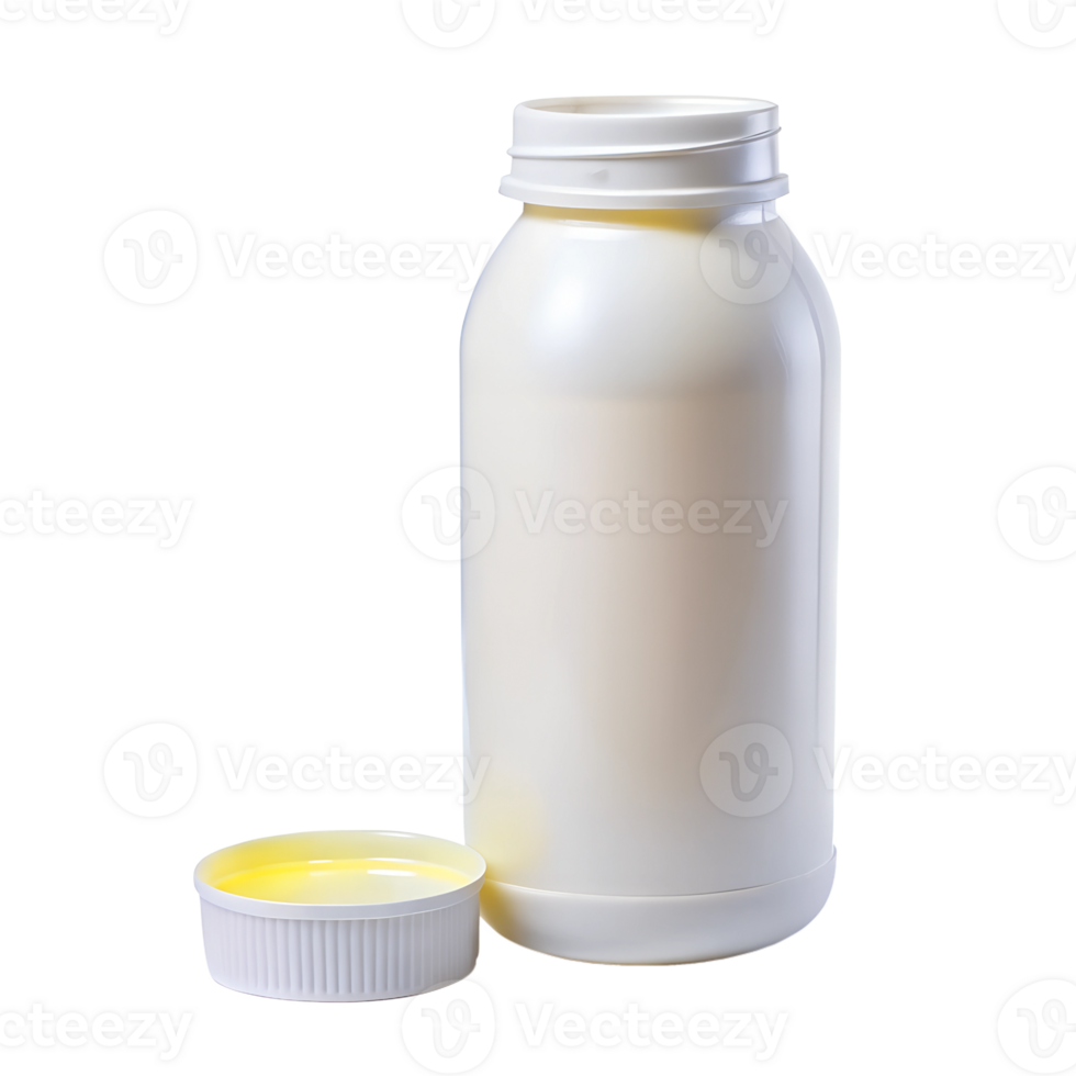 Mockup white plastic bottle with open lid isolated on transparent background png