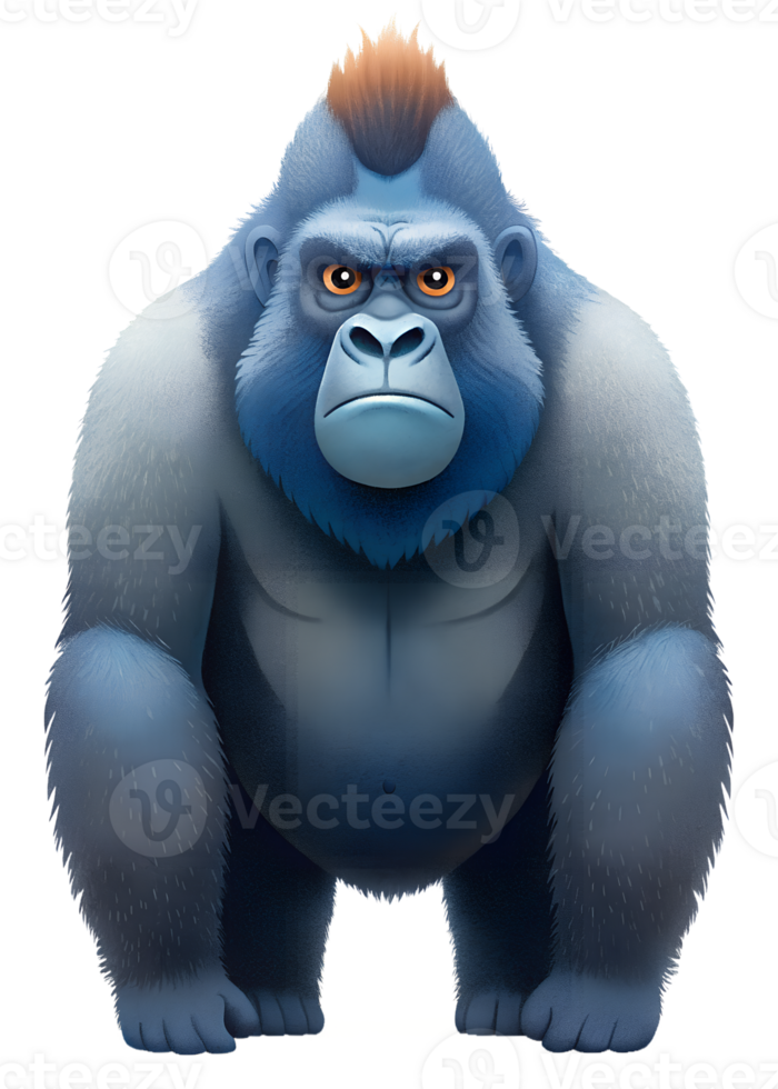 illustration style of a gorilla isolated on background png