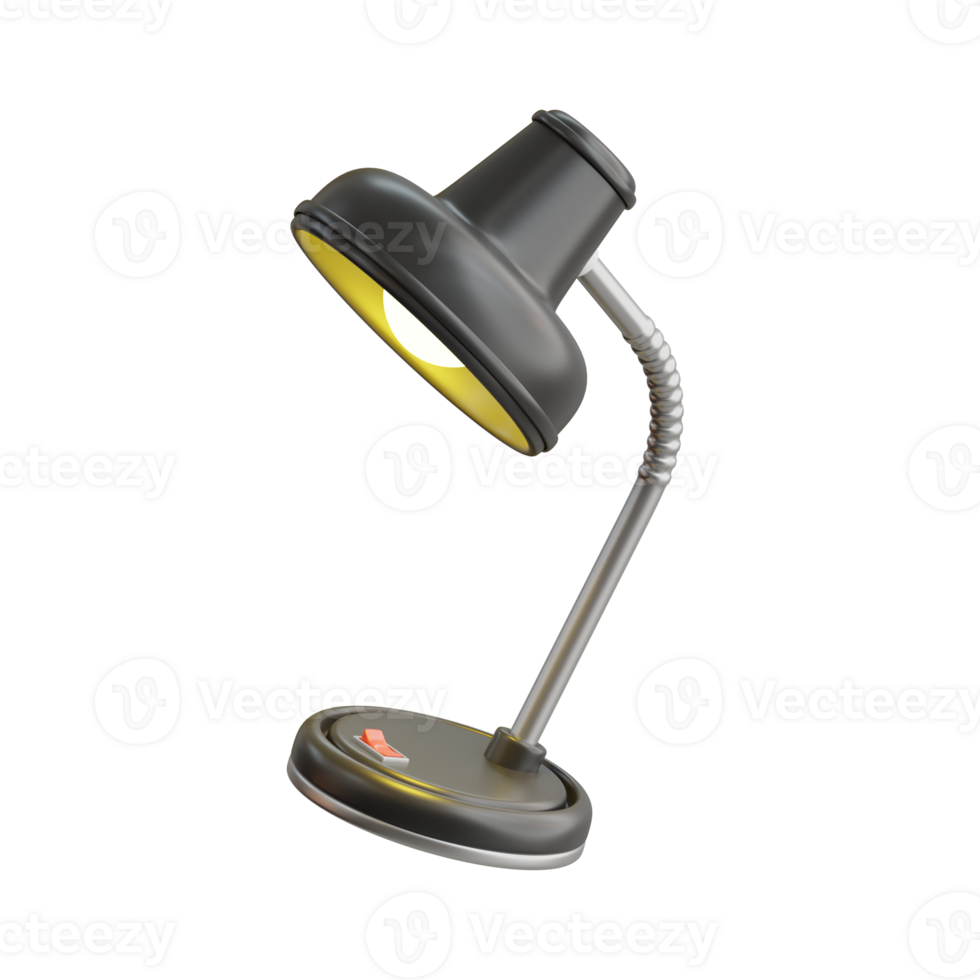 Desk Lamp 3D Icon. Table lamp with light bulb 3d icon png