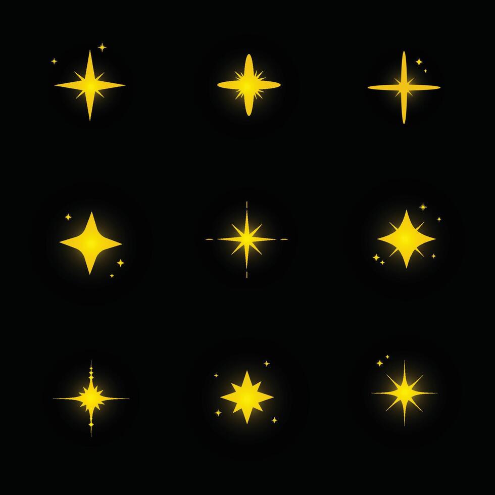 Elegant Sparkling Star Icons for Creative Projects vector