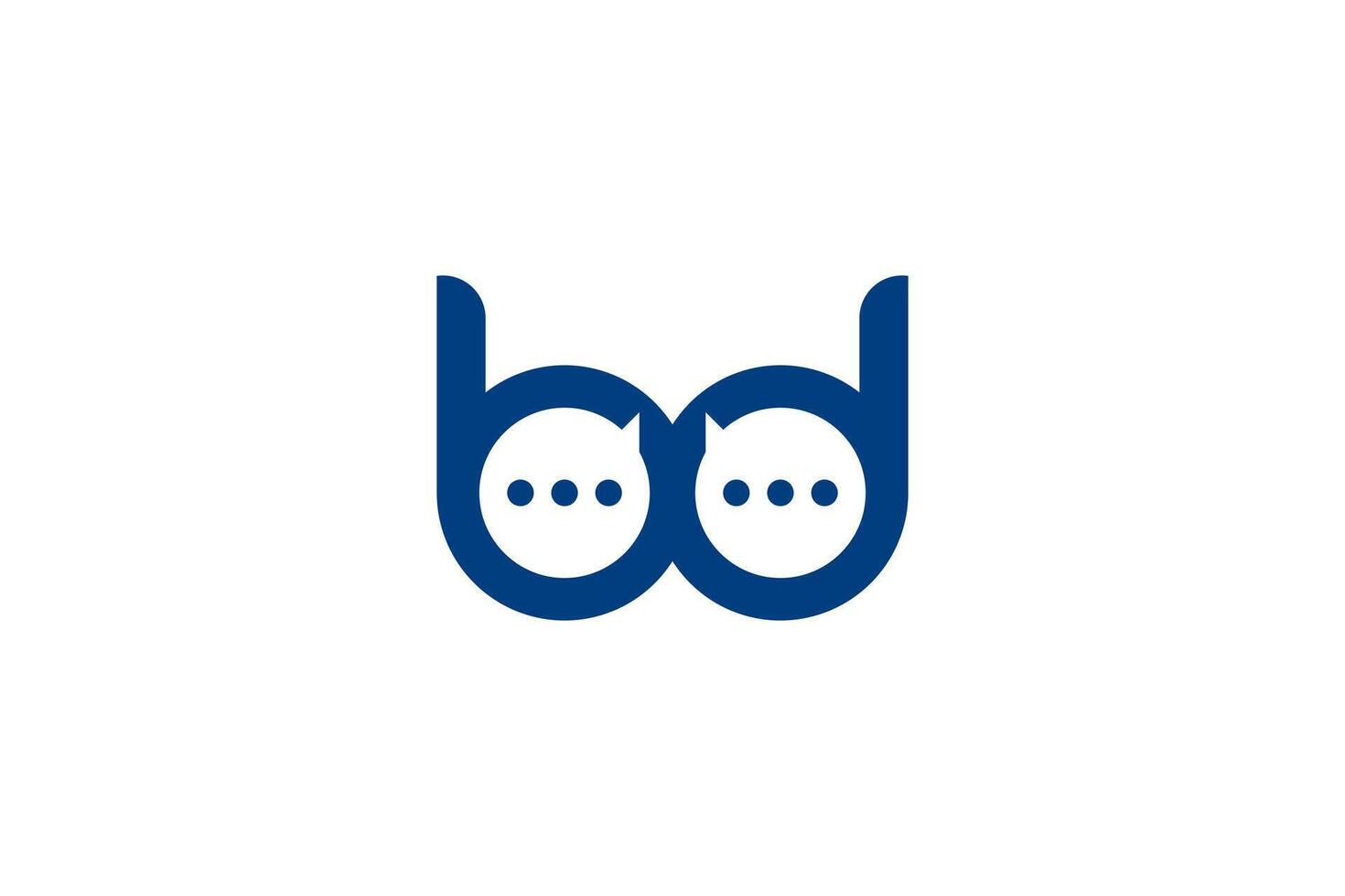 Modern and minimalist bd logo design, featuring interconnected letters and speech bubbles. Perfect for businesses focused on communication, technology, or social media. vector