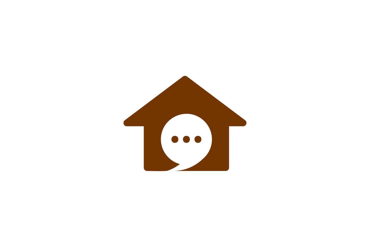 Abstract house logo with a chat bubble, symbolizing home, conversation, and support. Perfect for real estate, property management, and community-based businesses. vector
