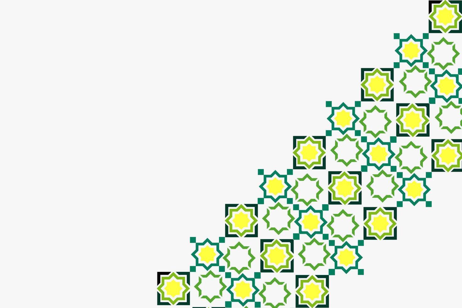 Minimalist Islamic geometric pattern with yellow and green stars on a white background. Perfect for Ramadan, Eid, or other Islamic celebrations. vector