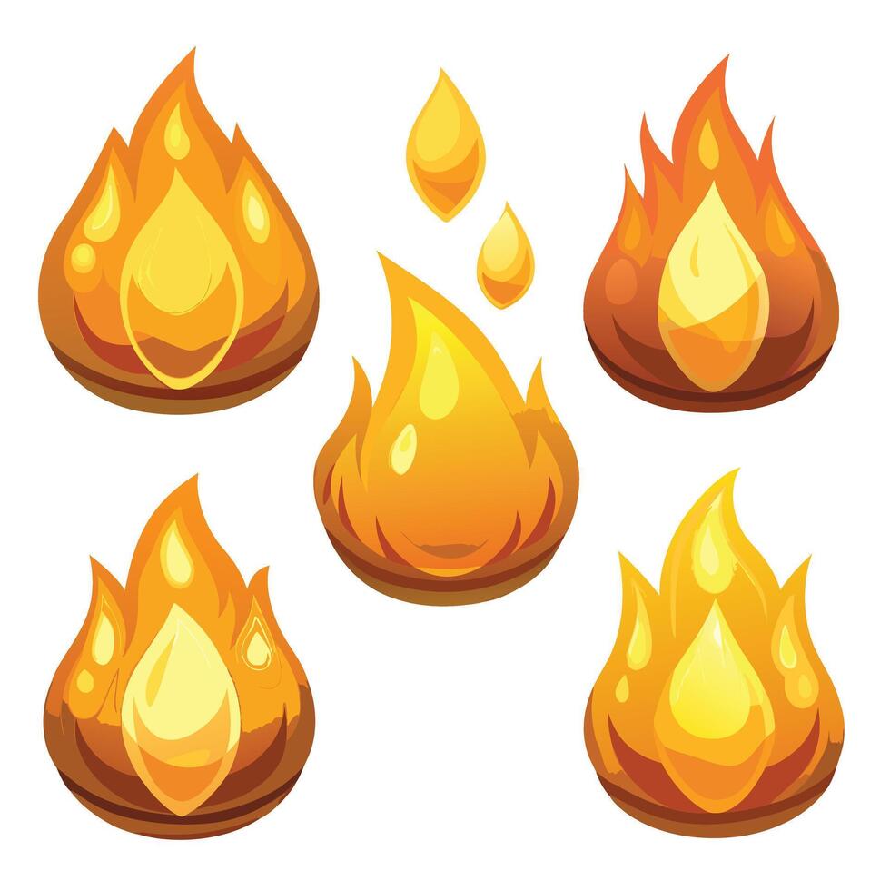 Fire flames set vector