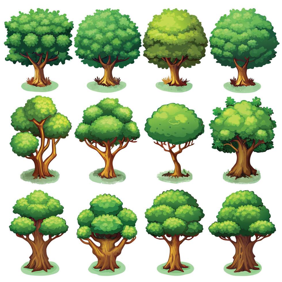 Collection of cartoon trees vector