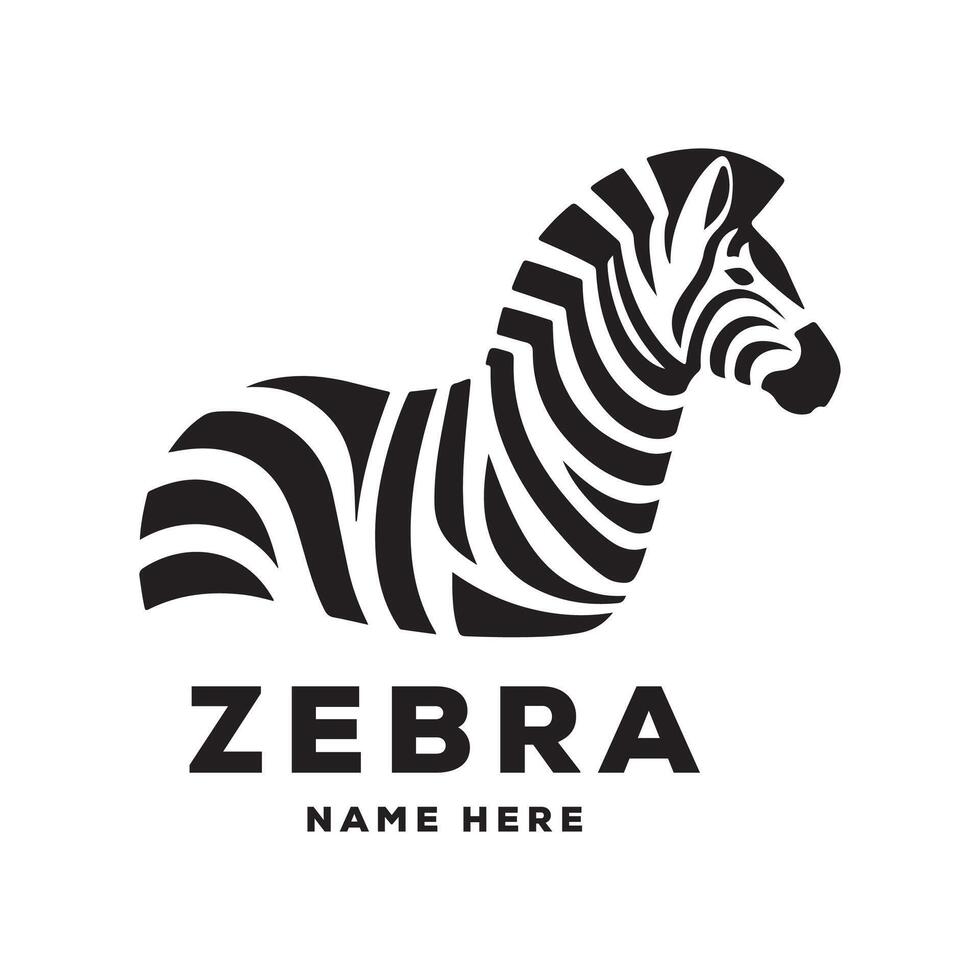 zebra Silhouette Illustration logo design template black and white vector