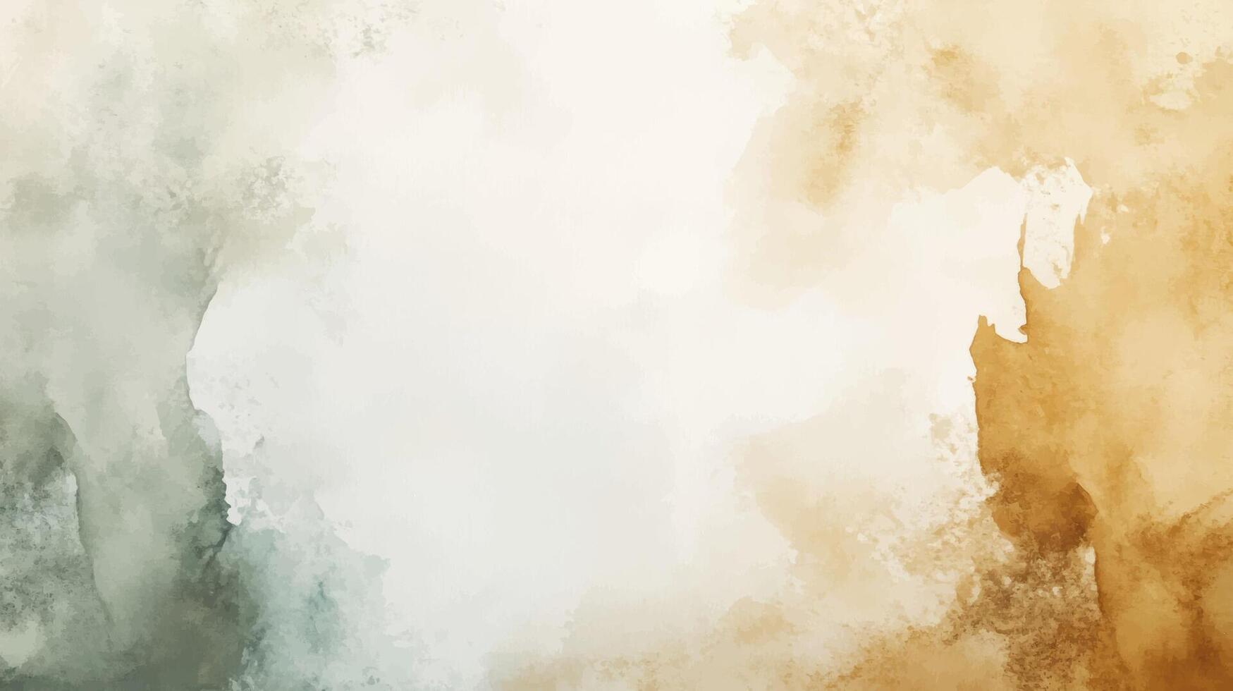 Abstract watercolor aesthetic horizontal background. Hand drawn splatter texture. Brush stroked painting green brown color watercolour vector